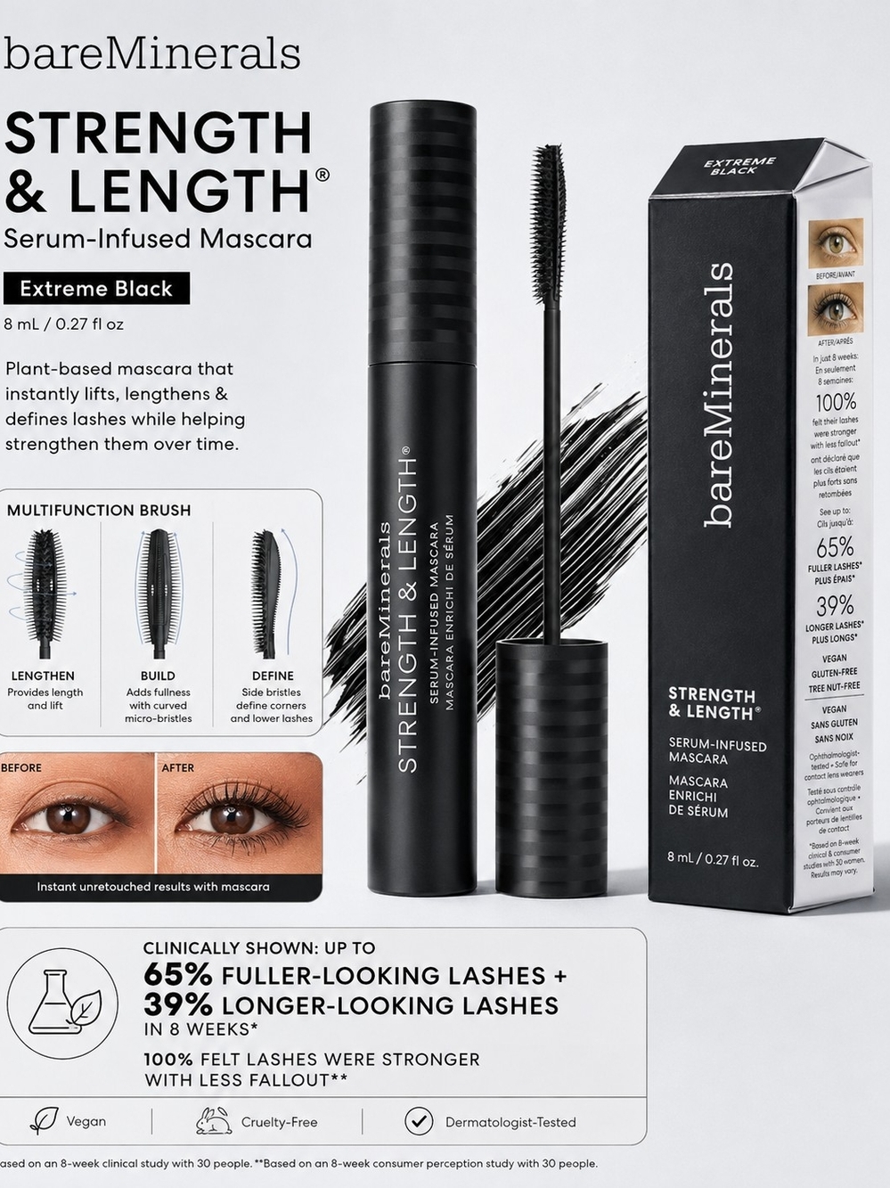bareMinerals Strength & Length Serum-Infused Mascara – Extreme Black